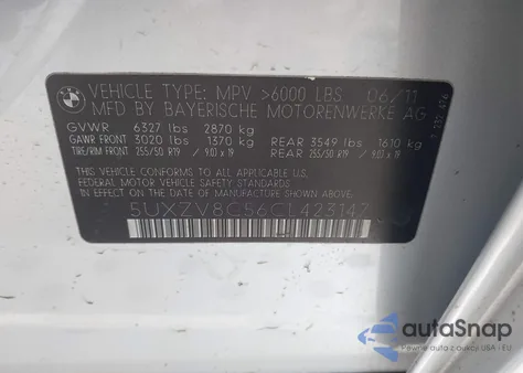 2012 BMW X5 xDrive50I z USA, uszkodzony, nr VIN 5UXZV8C56CL423147